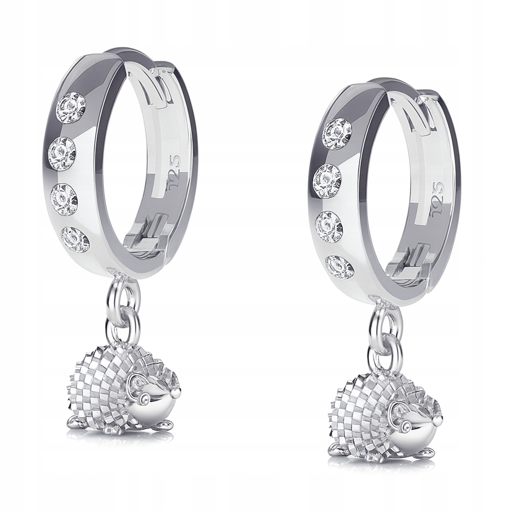 Stříbrné náušnice s pouty, roztomilý ježek, 3D ježci, Stříbro ryzost 925