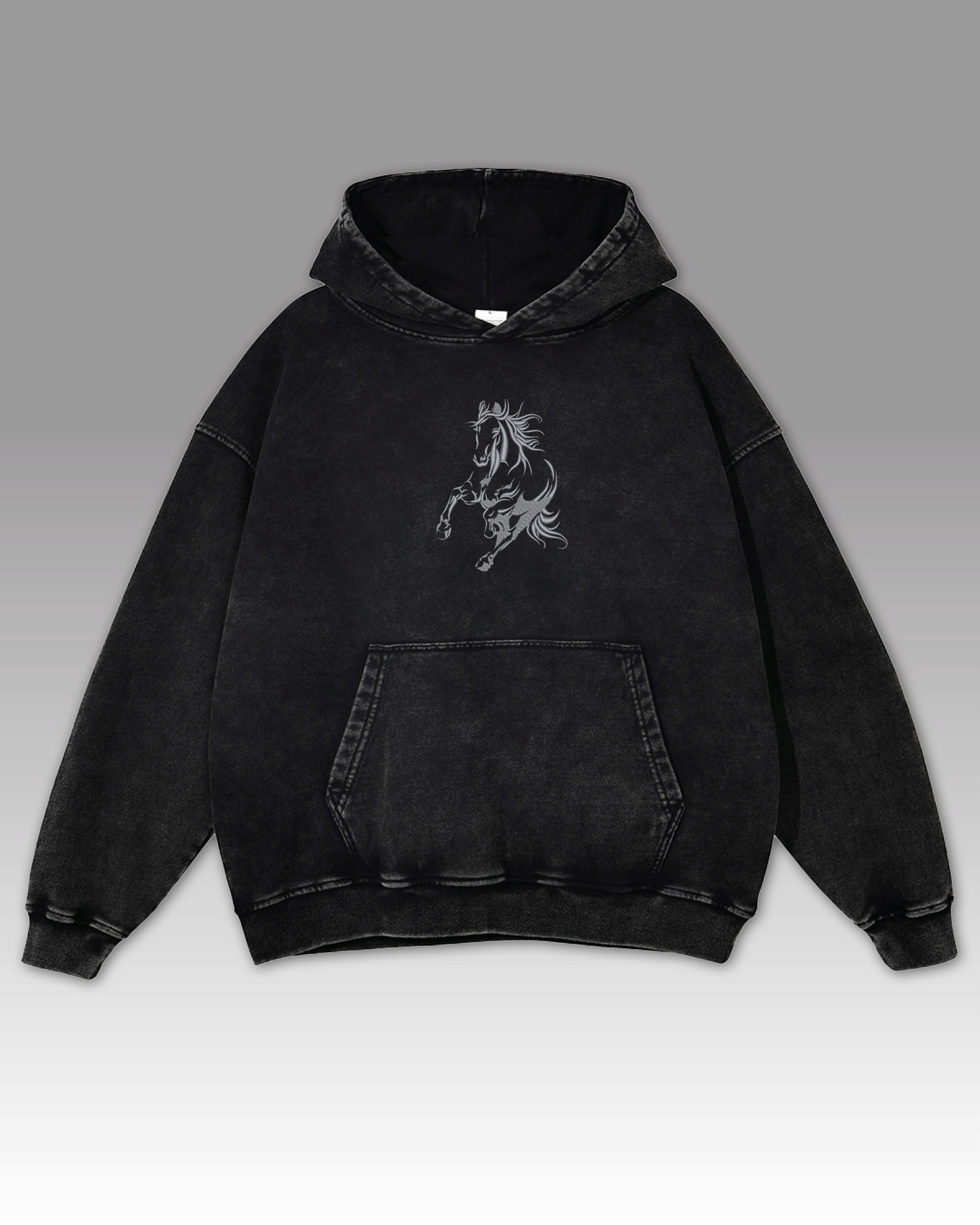 Oversize mikina s kapucí , sepraný efekt, černá L