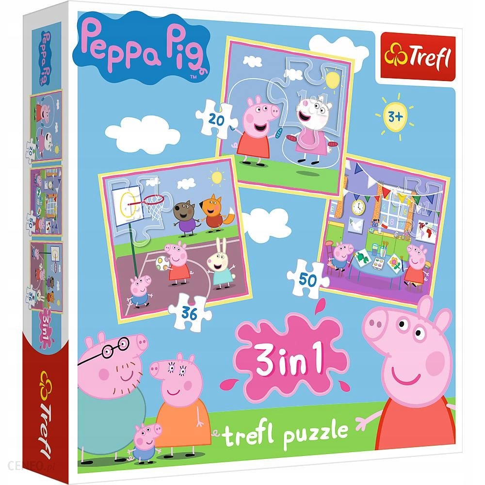 

Świnka Peppa Pig 3W1 Trefl Puzzle 106 El