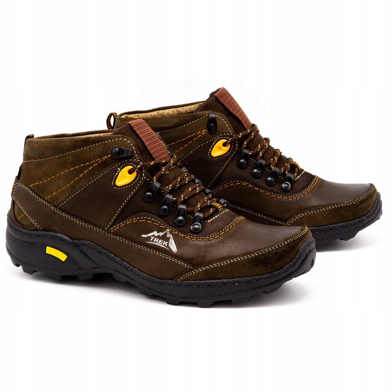 BUTY MĘSKIE ZIMOWE OCIEPLANE SKÓRA 139 BRĄZ 42 Rozmiar 42