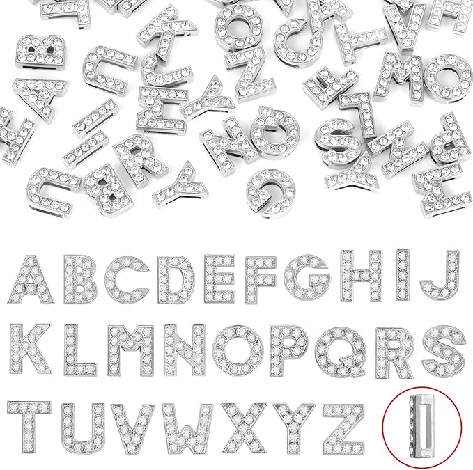 Sada Přívěsků Písmenka Čísla Zirkony Na Diy Náramky 72 Kusů