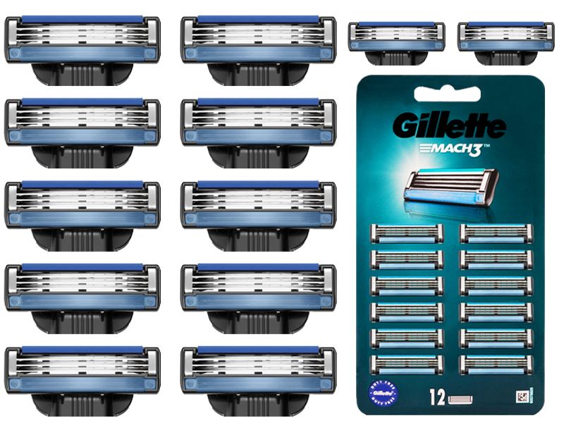 Vložky Do Strojku Gillette Mach 3 Nože Čepele Pro Strojek MACH3 x12