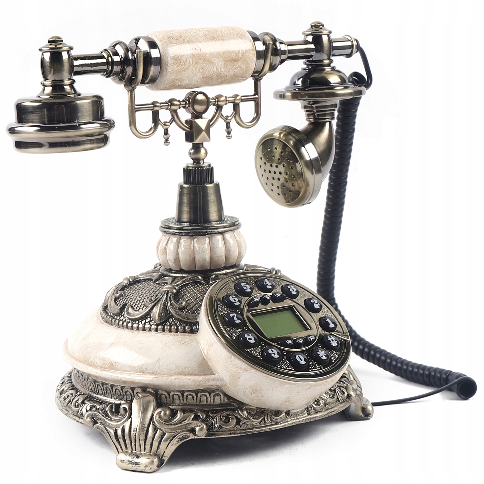 STARY RETRO TELEFON STACJONARNY ORNAMENT BIAŁY Marka Choco