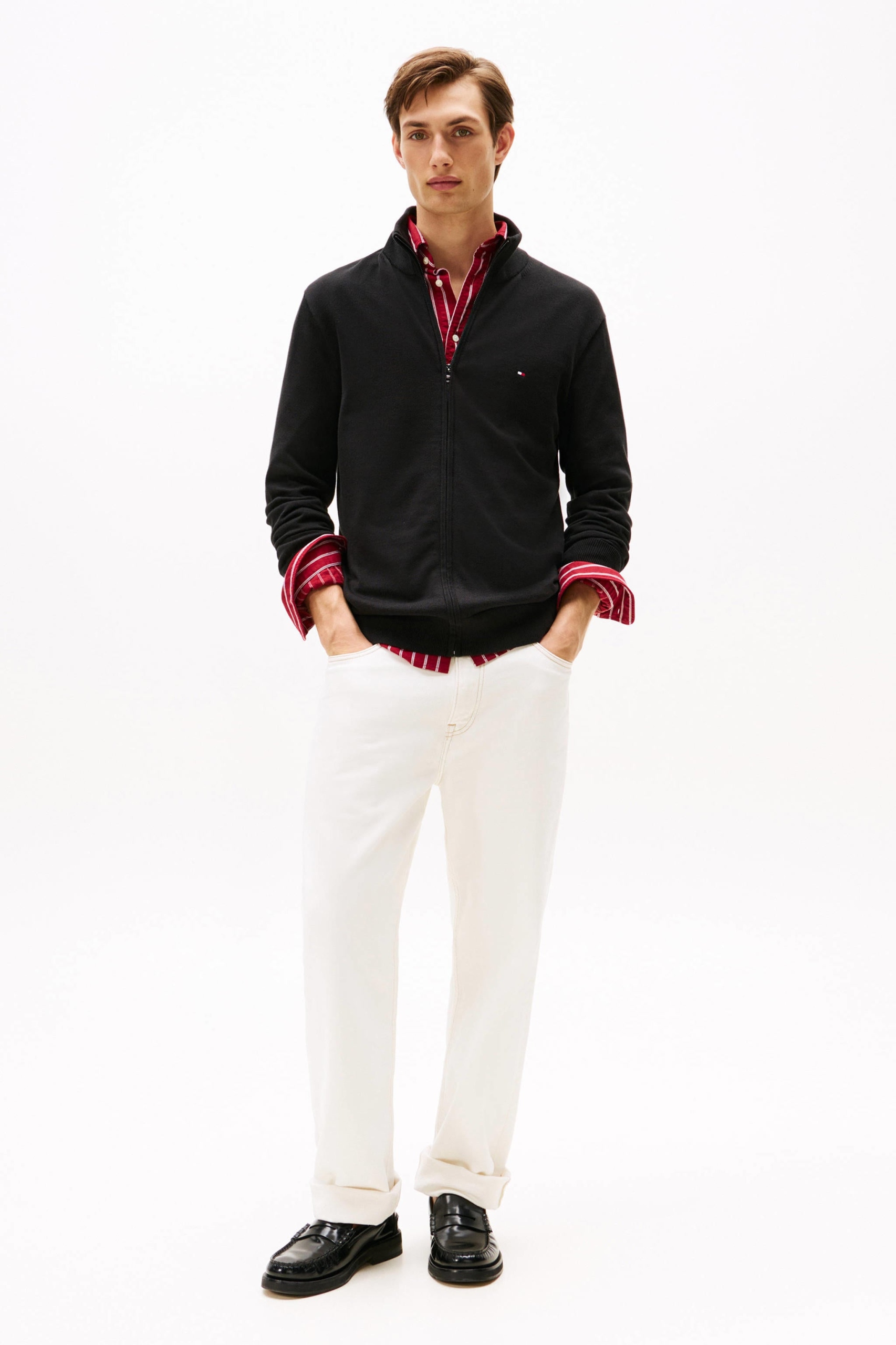 Tommy Hilfiger Černý Pánský Svetr Se Zipem Bavlna S 7AA