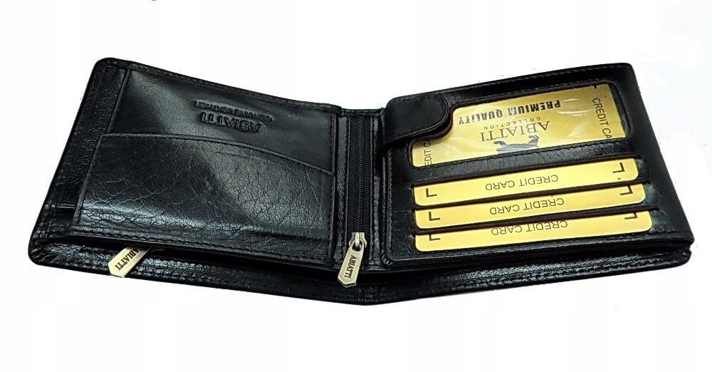 EKSKLUZYWNY SKÓRZANY PORTFEL MĘSKI ABIATTI GRUBA SKÓRA BAWOLA LICOWA CZARNY Rodzaj portfel