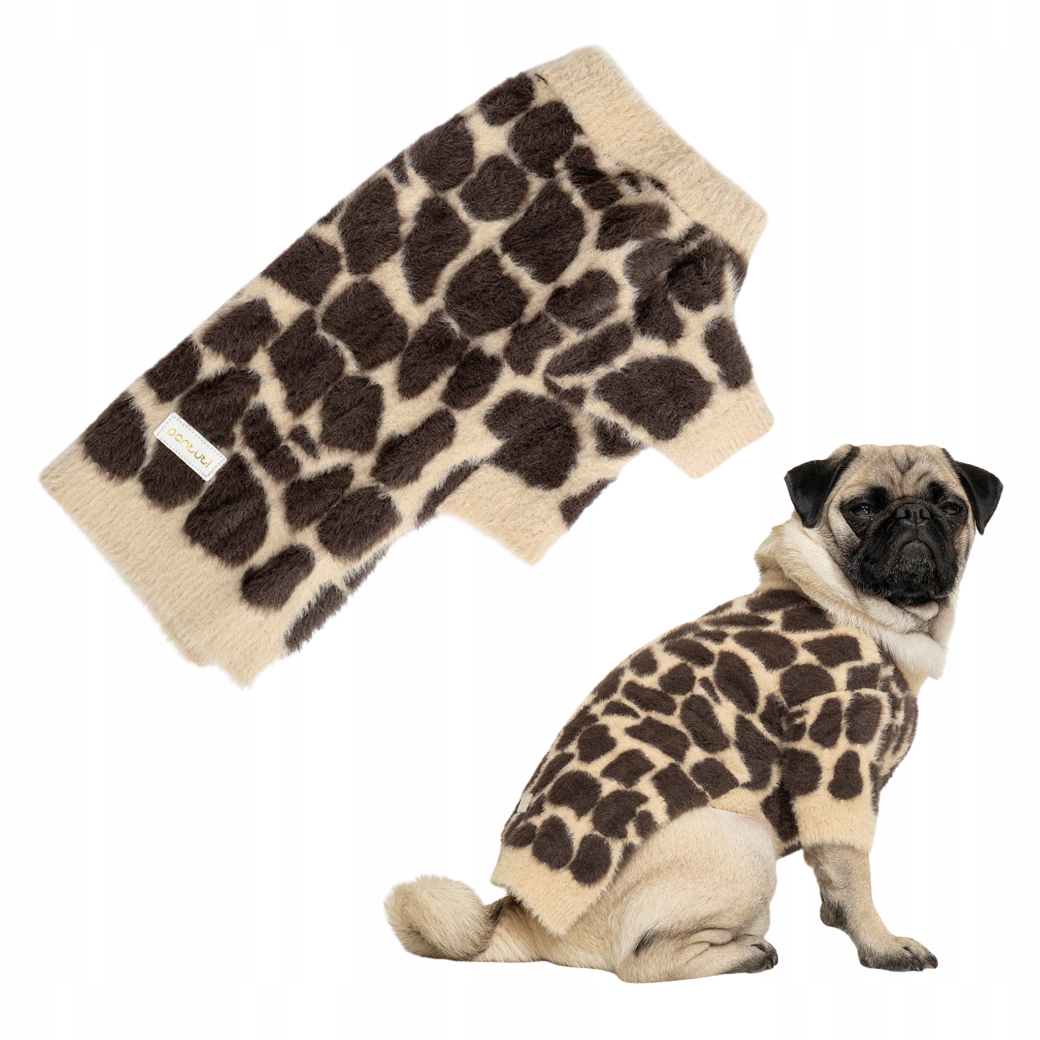 Levně Teplý elastický svetr pro psa béžový s leopardím vzorem Brego Xs