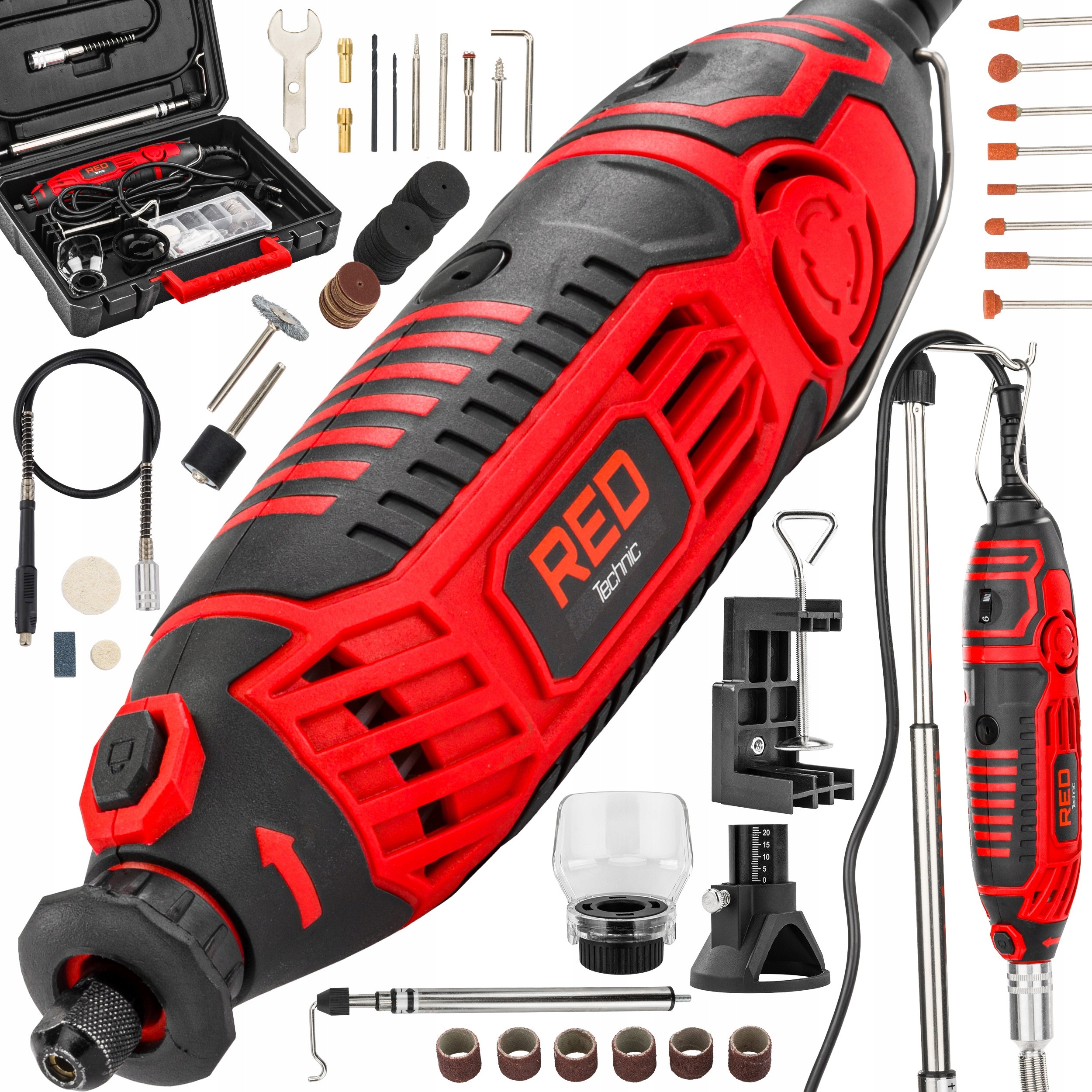 Mini Szlifierka Prosta Frezarka Wielofunkcyjna +stojak +akcesoria Zestaw XL