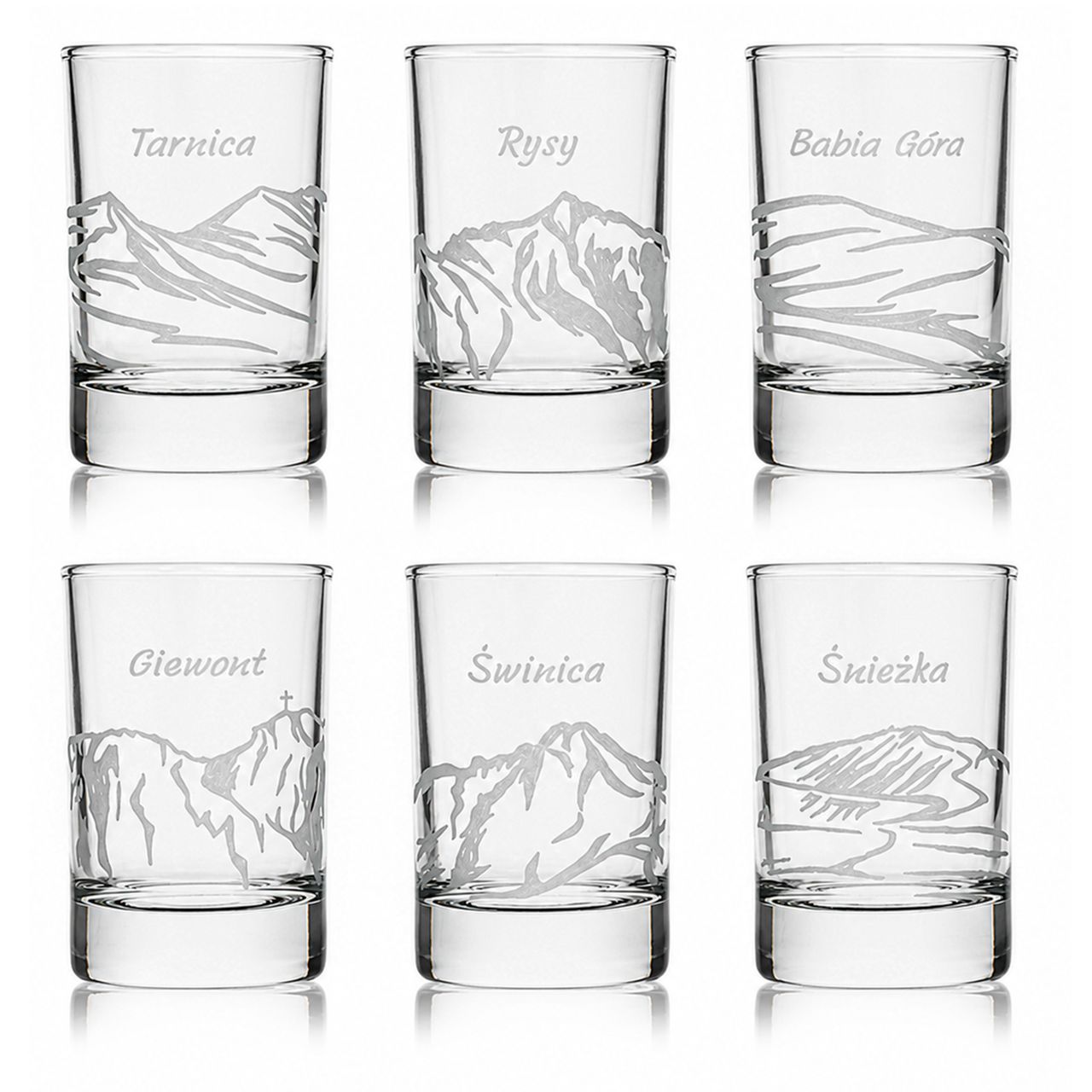 Sklenice na vodku Shot Polské hory (Č.101) 50 ml 6 ks v krabičce