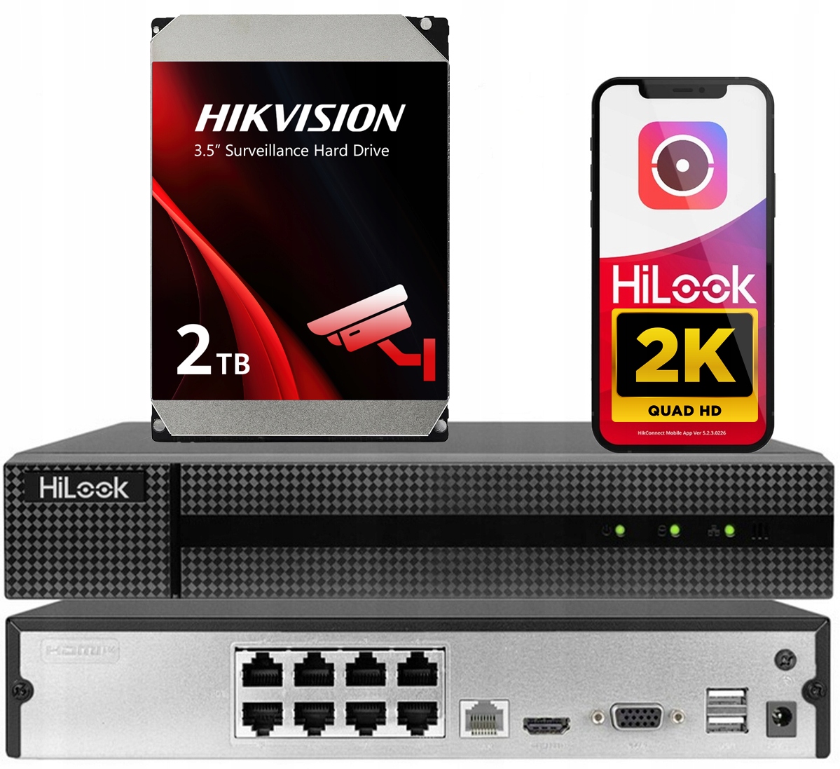 Ip rekordér NVR-8CH-4MP/8P disk 2TB Hikvision 8xPoE s PoE přepínačem