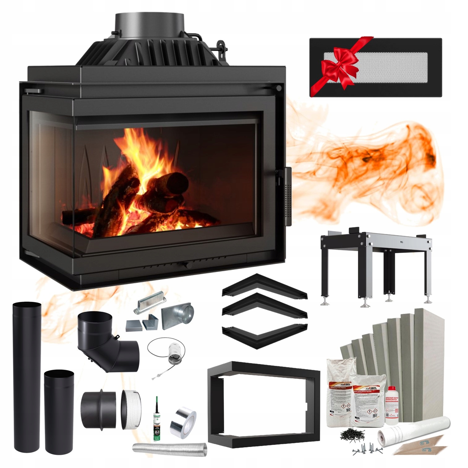 Komínová Vložka Krb litinový Simple Levý komplet pro zabudování a montáž