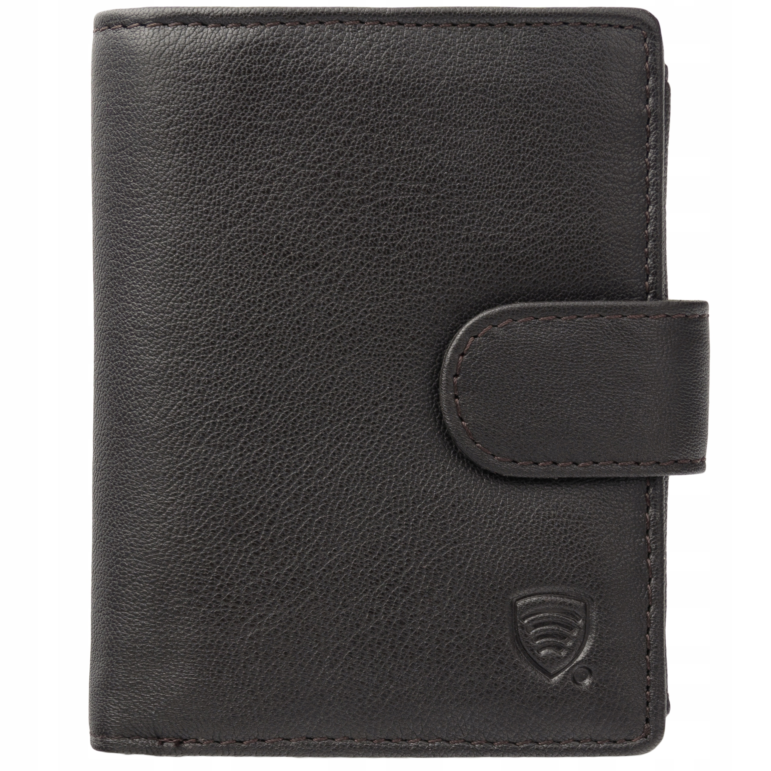 Portofel barbatesc din piele pentru carduri si monede cu protectie RFID BLOCK (maro inchis) - SM-904GBR