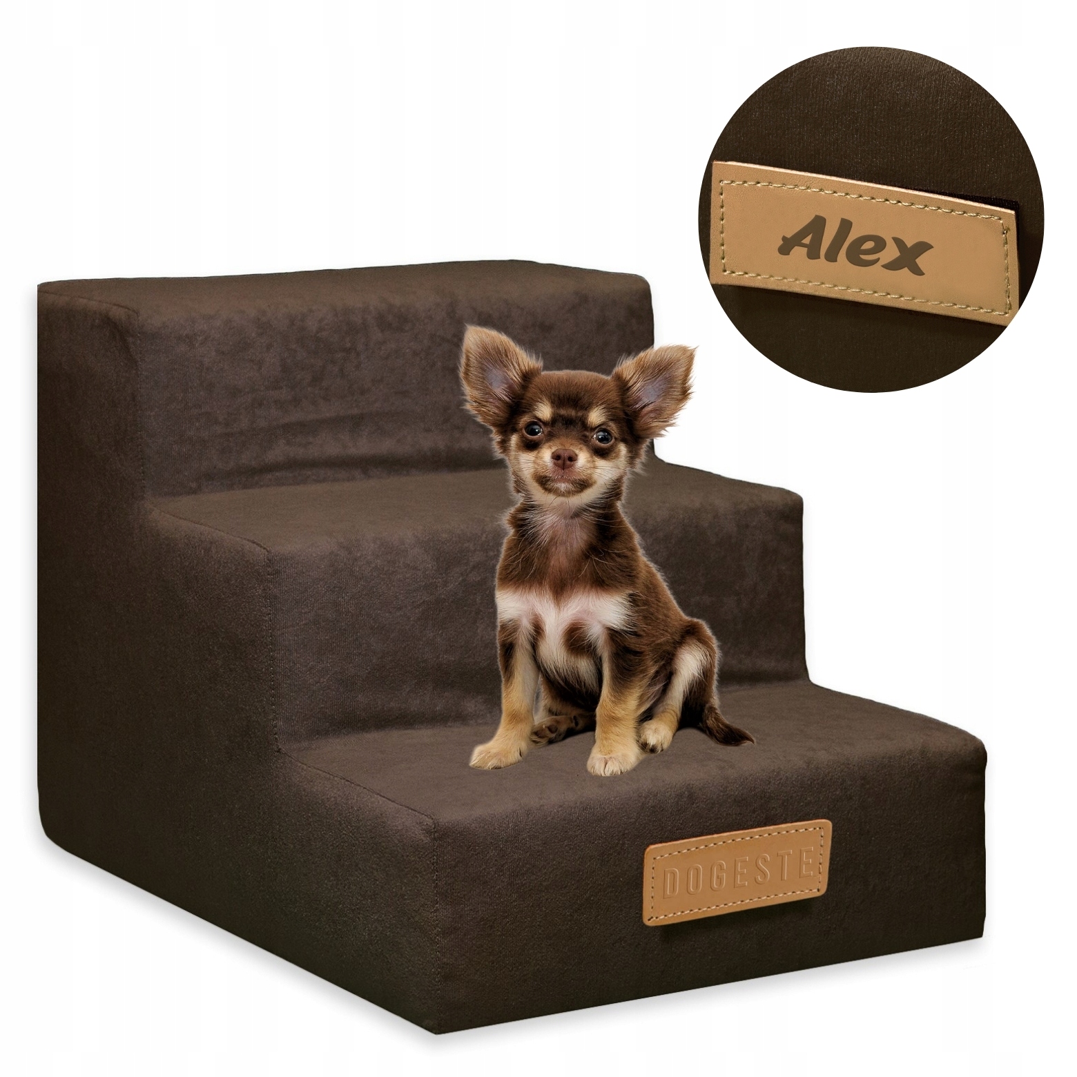 Schody pro psa kočku Schody 3 stupně rampa plošina 30 cm Gravírování jméno Bonus