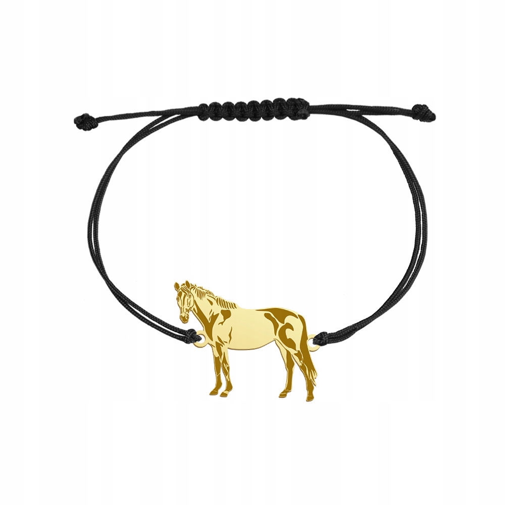 Zlatý náramek s trekejským koněm 925 Šňůra Šperky Dárek Gravírování