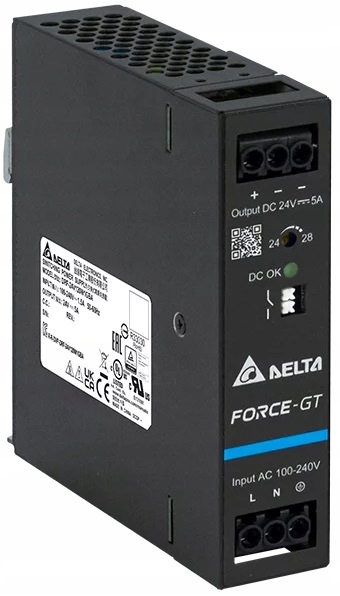 Zasilacz Impulsowy Na Szynę Din 120W 5A 24V Przekaźnik Delta Electronics