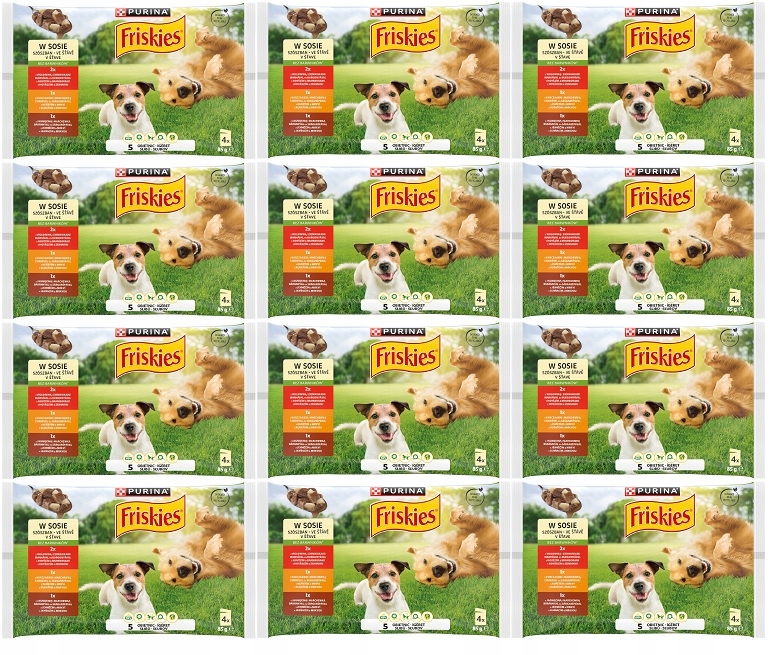 Levně Friskies Adult mokré krmivo pro psy mix chutí maso v omáčce 48x85g