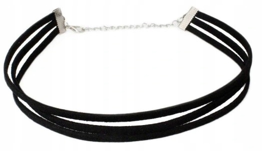 

Choker czarny łańcuszek Naszyjnik potrójny zamsz