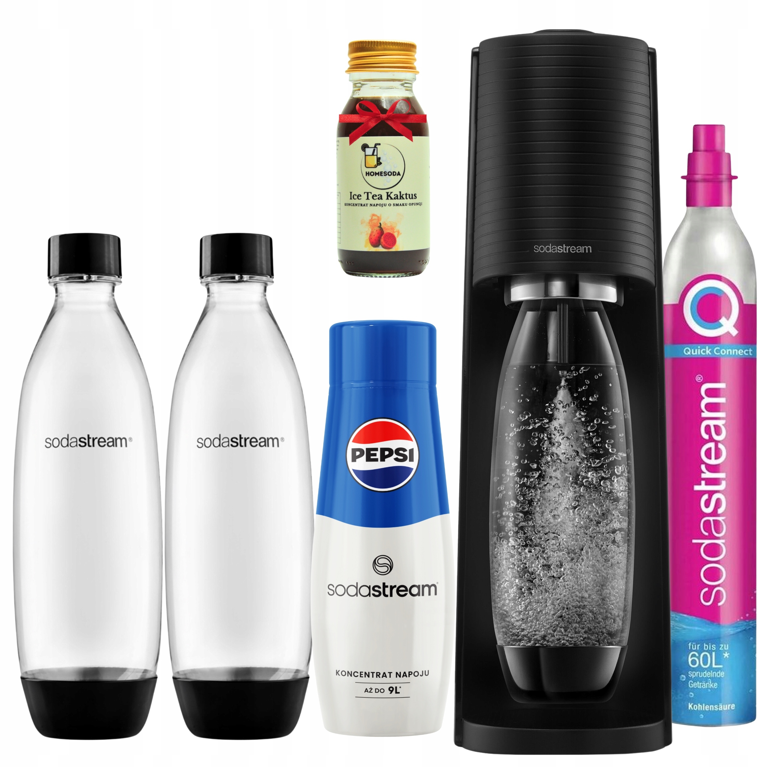 Saturátor Sodastream Terra čierny na plynovanie vody, Pepsi Ice Tea Kaktus
