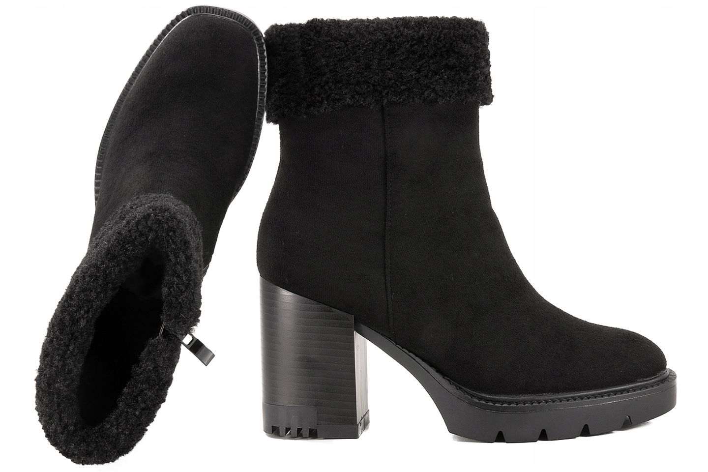 Jezzi ASA254-5 Dámské Kotníkové Boty Zimní Kozačky S Krátkým Podpatkem 40 Černá