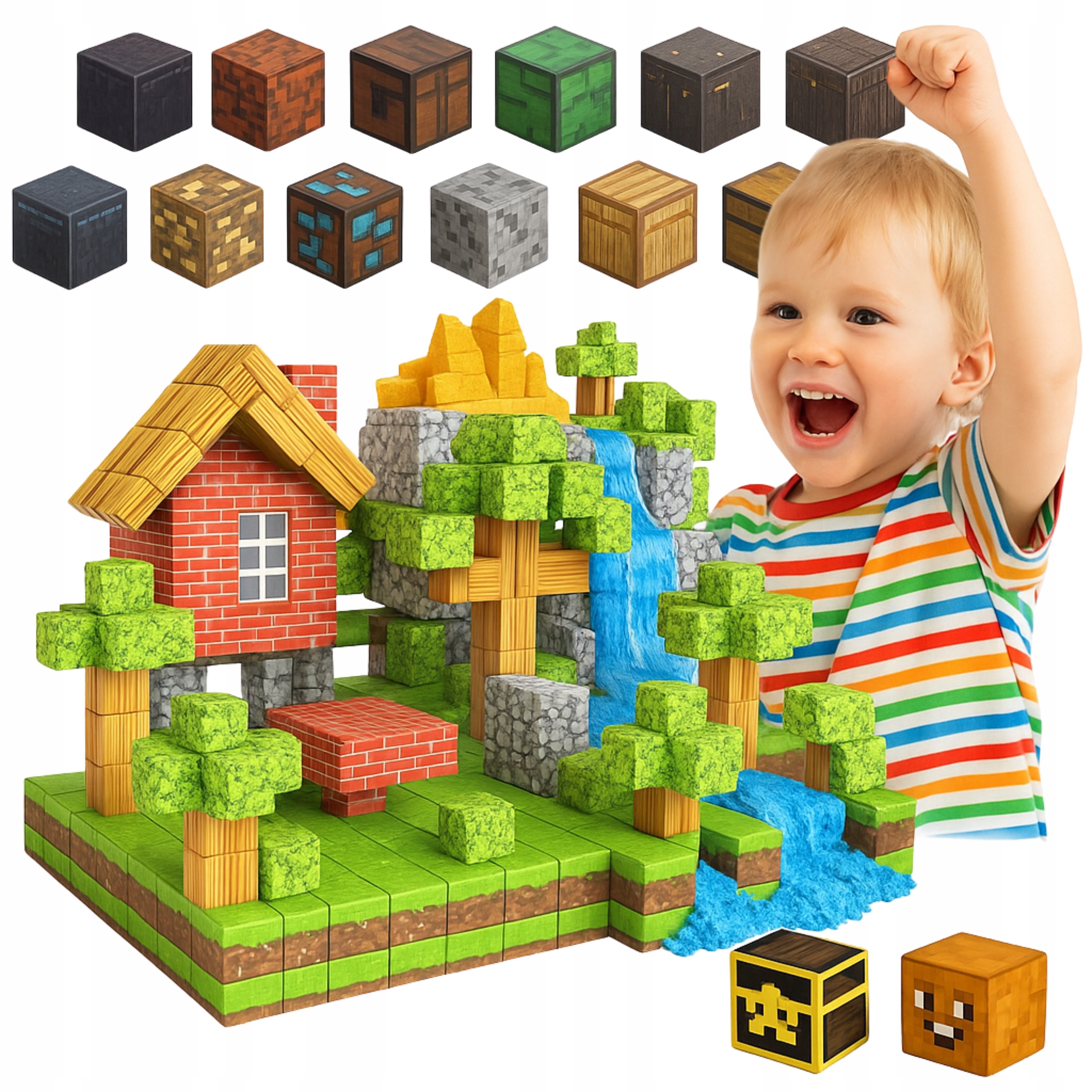 KLOCKI MAGNETYCZNE SZEŚCIANY ZESTAW 220 KLOCKÓW BLOKI PIXELE KWADRATOWE