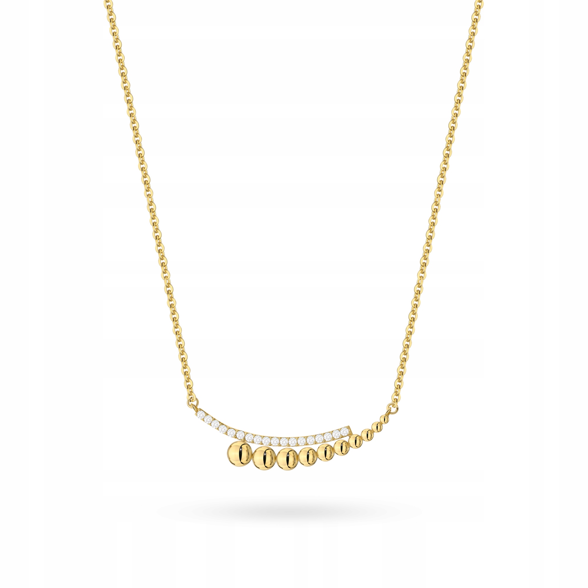 Zlatý Řetízek Dámský Náhrdelník ryzosti 585 s kuličkami a zirkony 14k