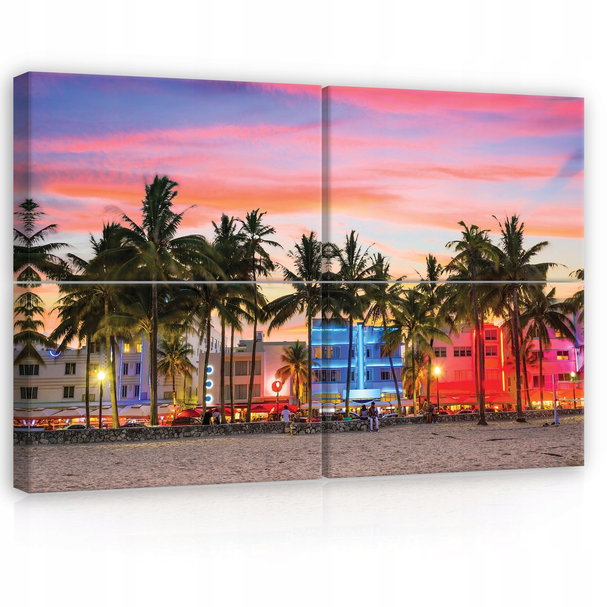 Obraz 120x80 Miami Beach západ slnka palmy pláž trópy dovolenka