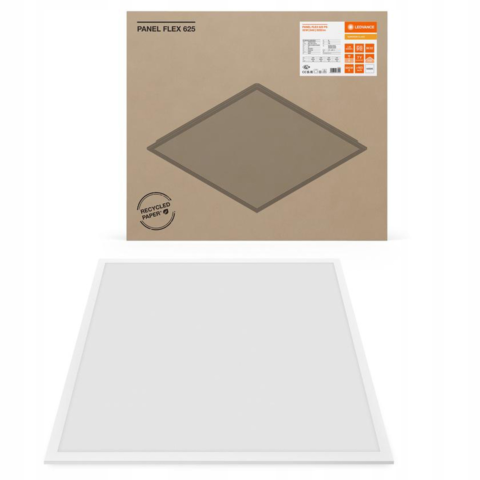 Led panel Lampa 32W 5220lm 4000K Nástenná podomietková 62x62cm Flex