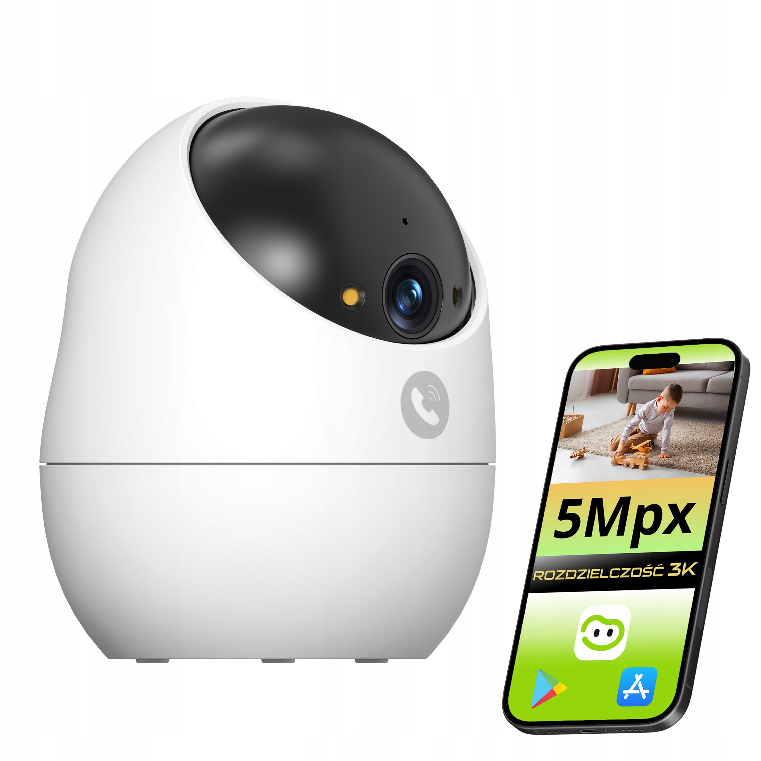 Wifi Kamera Do Domu, Otočná Vnitřní Wifi Kamera Chůvička 3K 5Mp Beansview