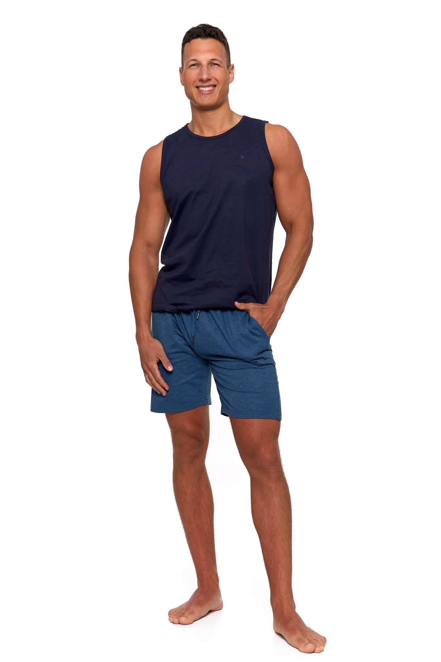 KOSZULKA BEZ RĘKAWÓW TANK TOP MĘSKA BAWEŁNIANY BEZRĘKAWNIK LATO MORAJ R.XL Kolor niebieski