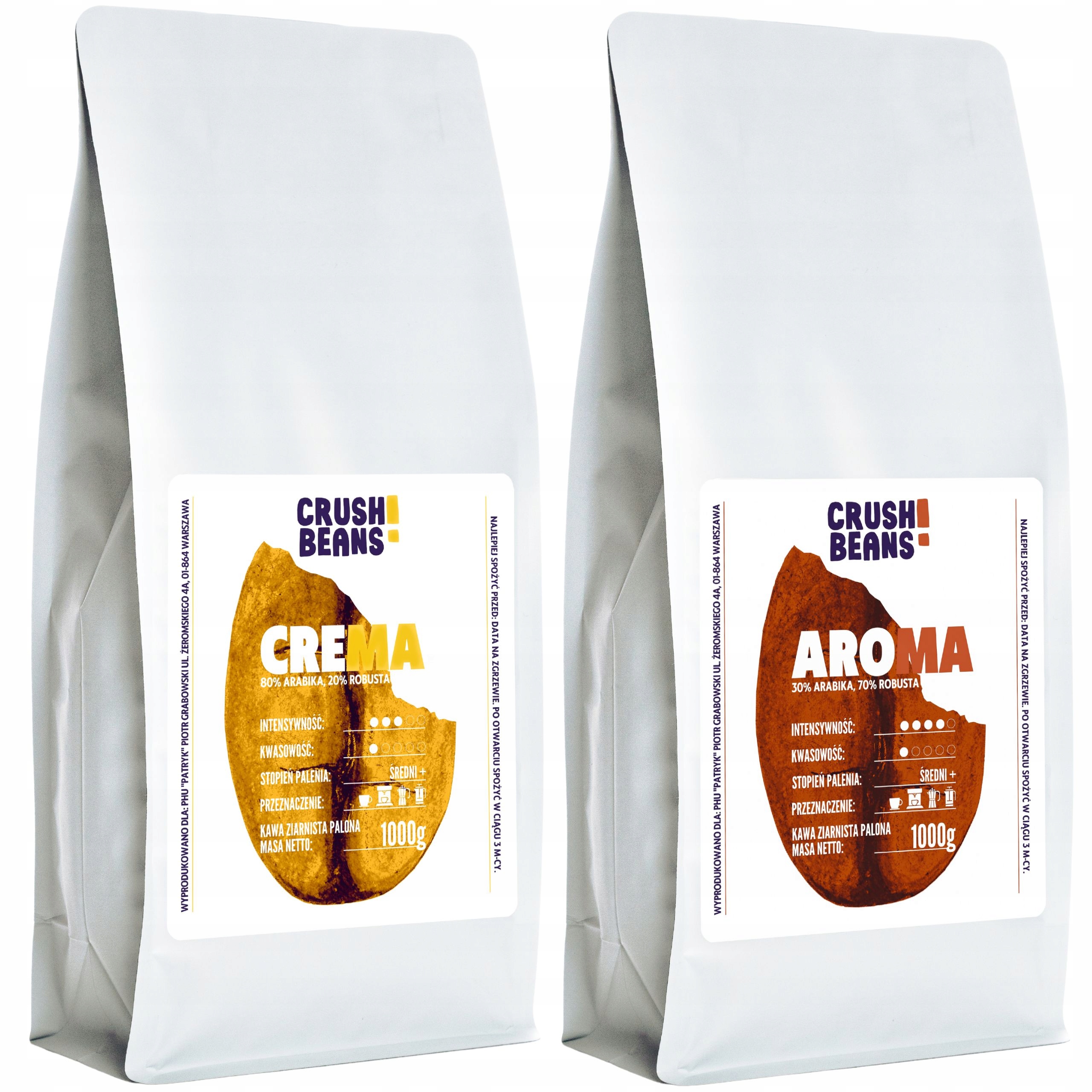 Levně Mletá káva 2 kg Crema+aroma Crush Beans MIX