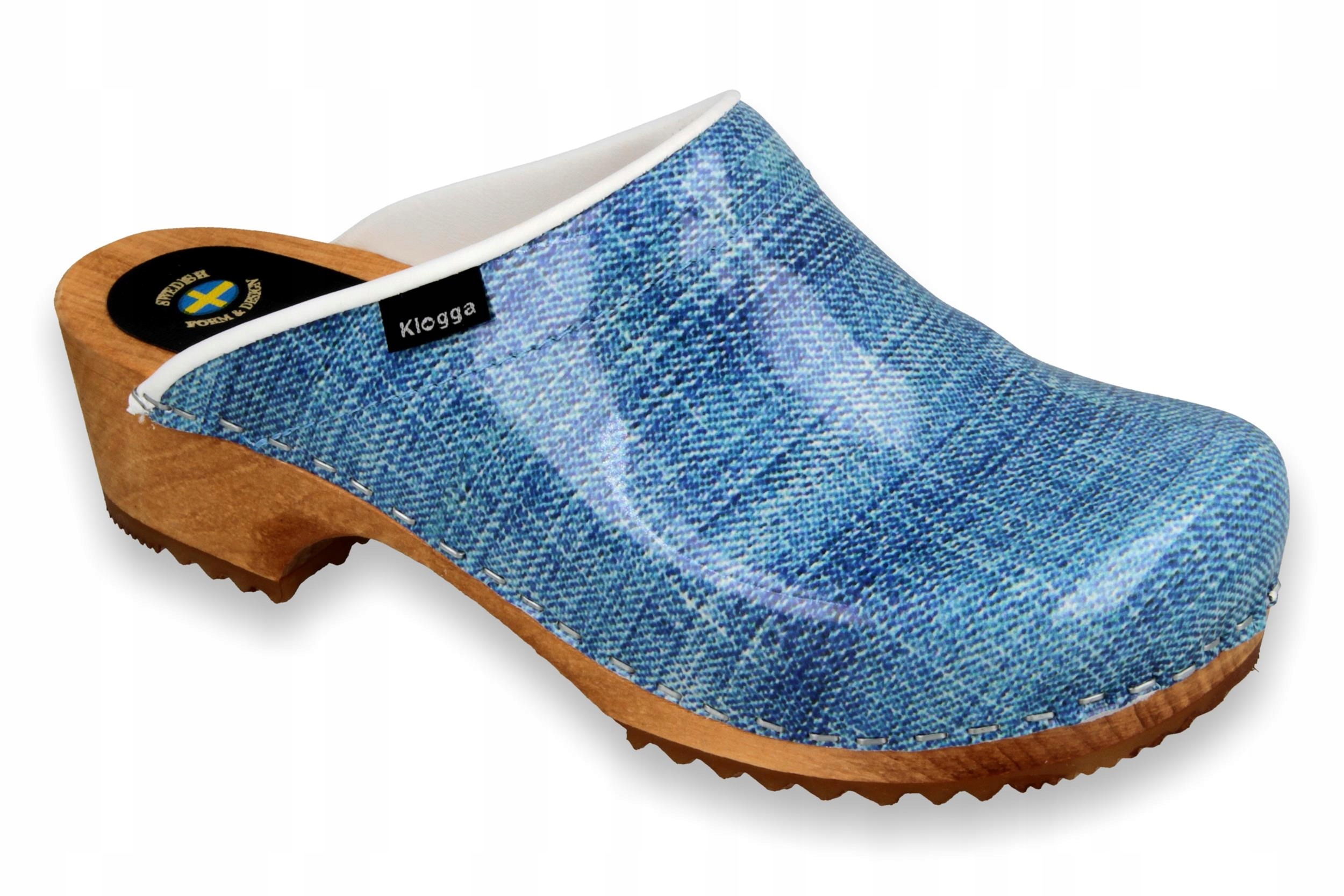 

Jeans Klogga chodaki drewniaki skórzane lakier. 38