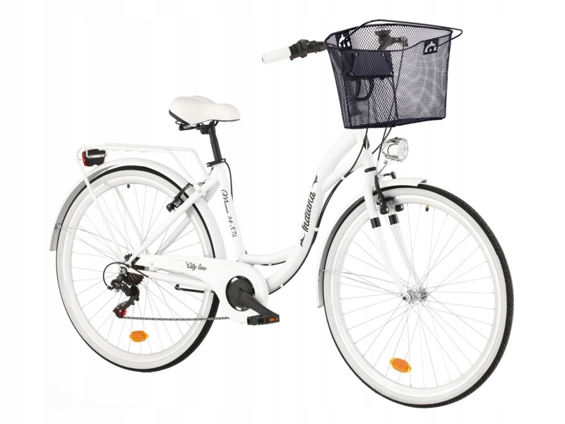 Rower miejski Indiana Moena S7B 28 cali damski Biały 2025 Koszyk