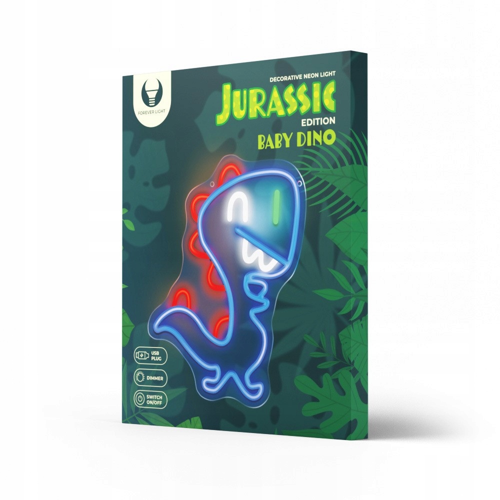 Neon LED LAMPKA DEKORACJA JURASSIC BABY DINO Niebieski USB 5V 1A Ściemniacz Stan opakowania oryginalne