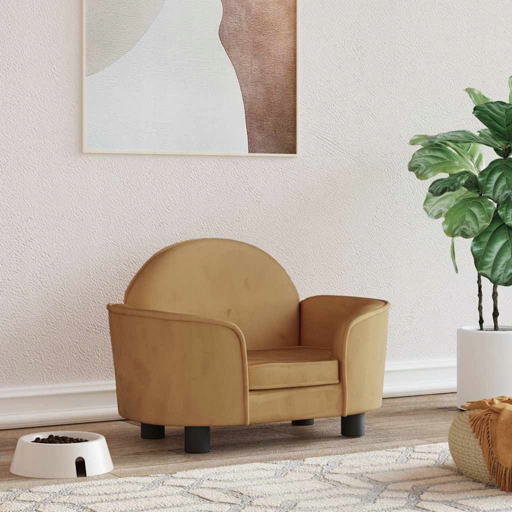 Fionshop 262671350 Pelíšek pro psy hnědý 66 x 40 x 45 cm samet