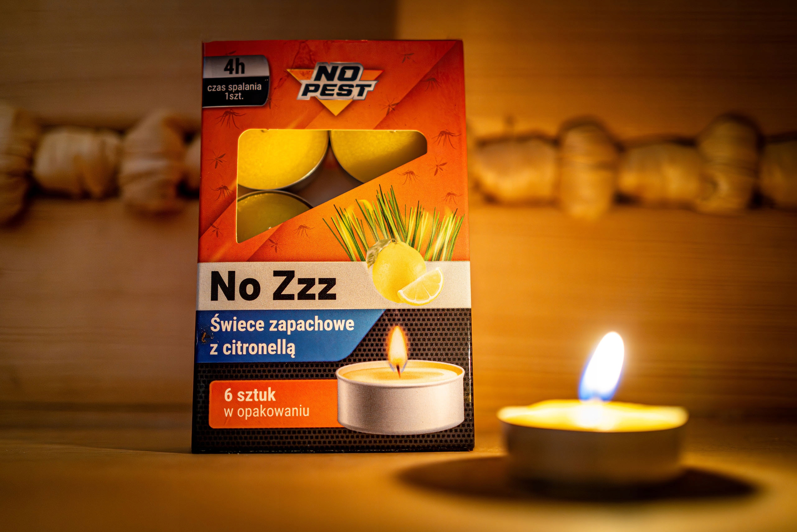 ŚWIECE ZAPACHOWE Z CITRONELLĄ ŚRODEK NA KOMARY MUCHY MOLE NO PEST (6 SZT) Rodzaj świeczka
