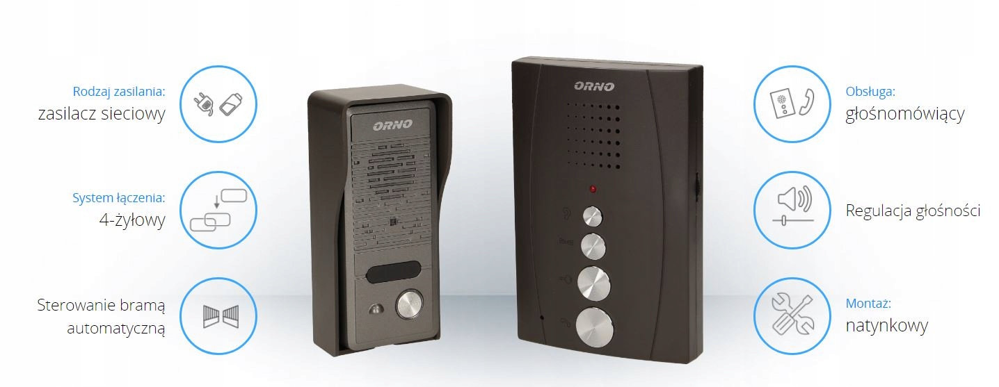 DOMOFON GŁOŚNOMÓWIĄCY ORNO OR-DOM-RE-914/B Rodzaj domofonu Jednorodzinny
