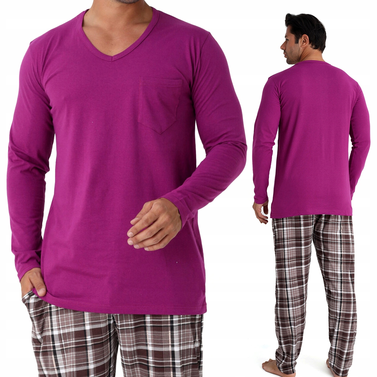 Pánské pyžamo 100% Bavlna Dlouhý set na zimu Mikina kalhoty L