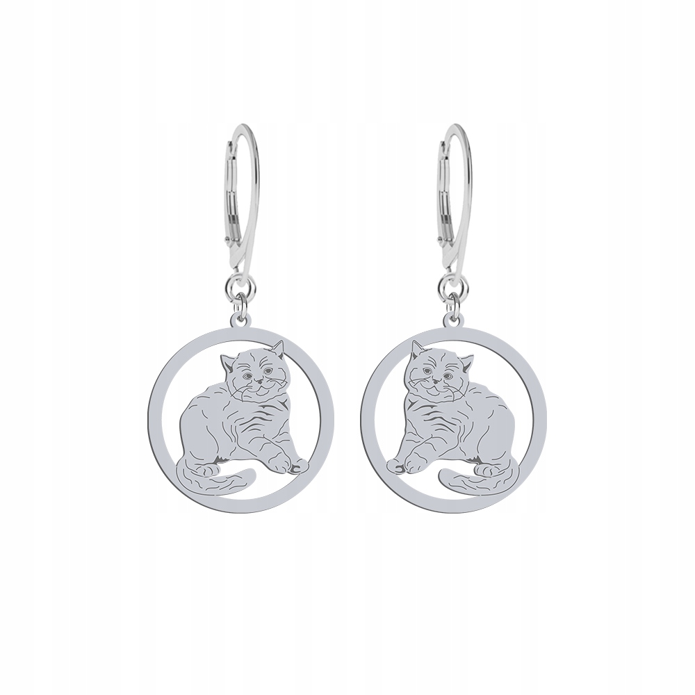 Stříbrné Náušnice s britskou krátkosrstou kočkou 925 Šperky Žena Gravírování