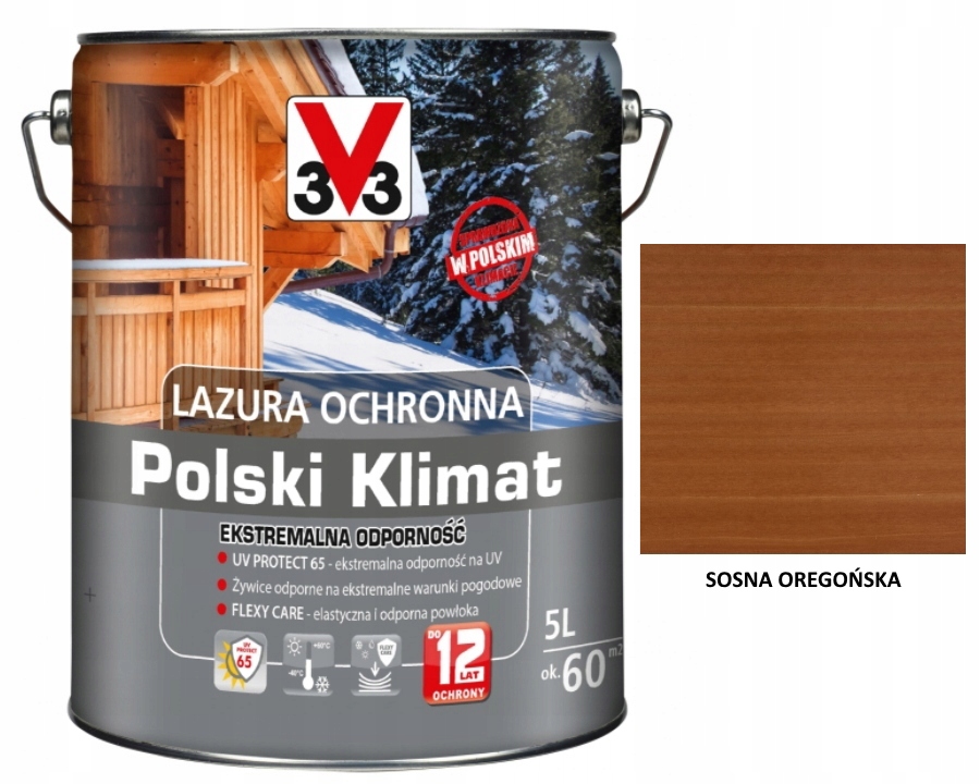 Lazura V33 Polský Klima 12 let 5 L Extrémní Borovice Oregonská saténová