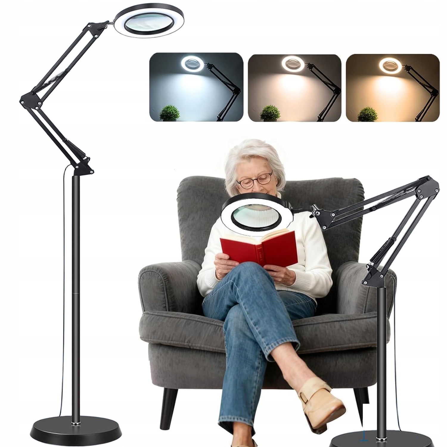 3V1 Led Lampa Stolní Lupou S Nastavitelným Rámem Pro Kosmetičku 10X