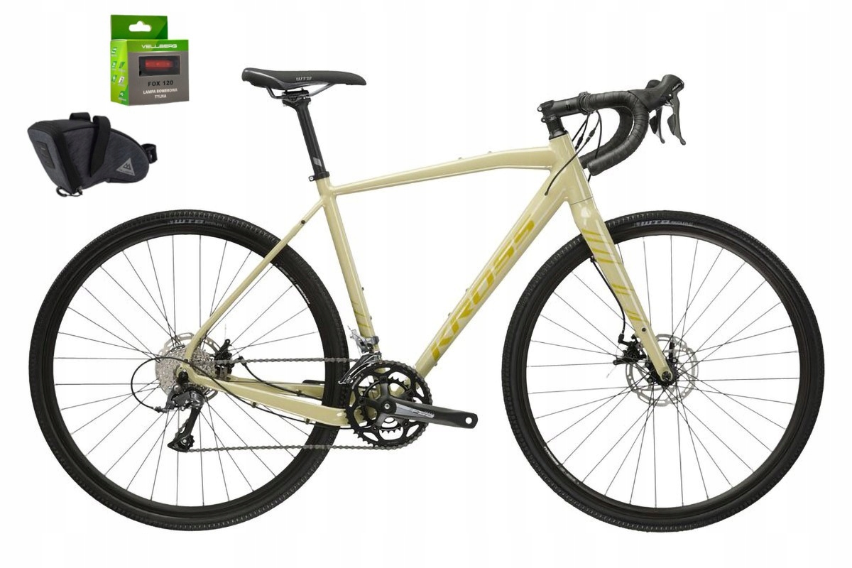 Rower Gravelowy 28 Kross Esker 1.0 Beżowo-złoty M 20" sakwa lam