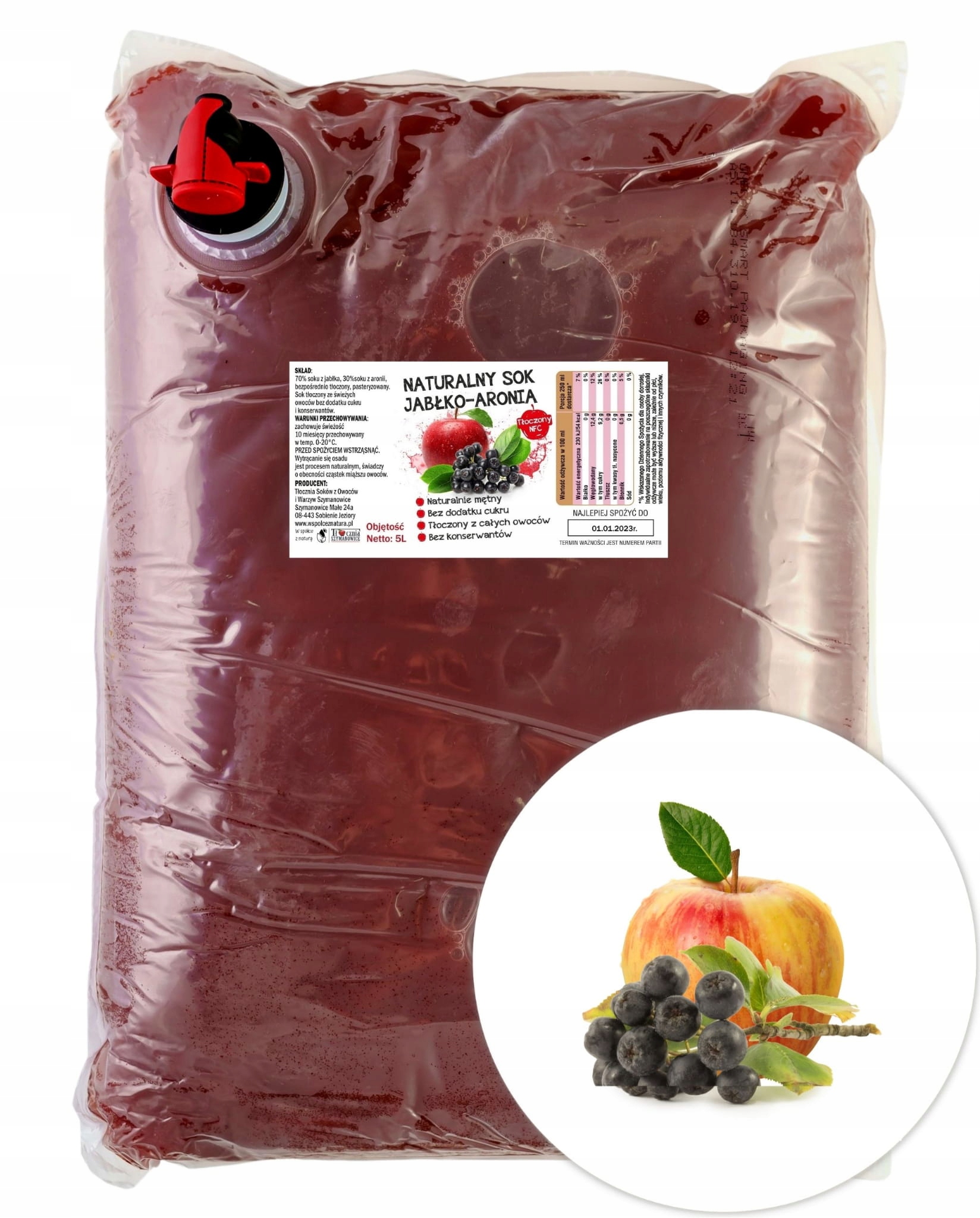 SOK JABŁKO ARONIA TŁOCZONY 100% NFC 5L DZIECI