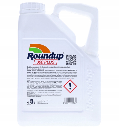 ROUNDUP 360 PLUS RANDAP 5L + ADIUWANT = LEPSZA SKUTECZNOŚĆ ZWALCZANIA EAN (GTIN) 5411773119649