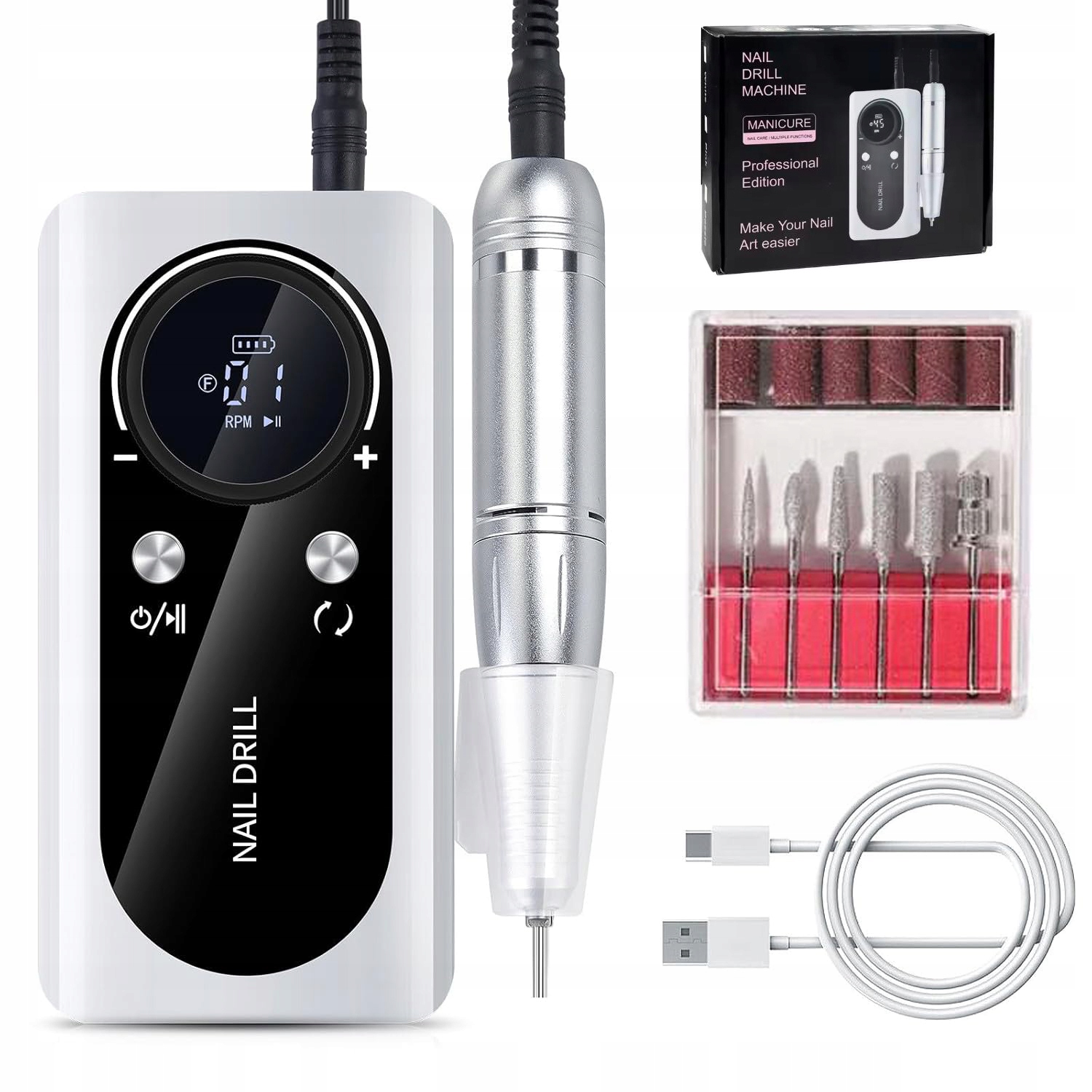 Elektrická Vrtačka Na Nehříby 45 000 Rpm S 6 Bity A LCD Displejem