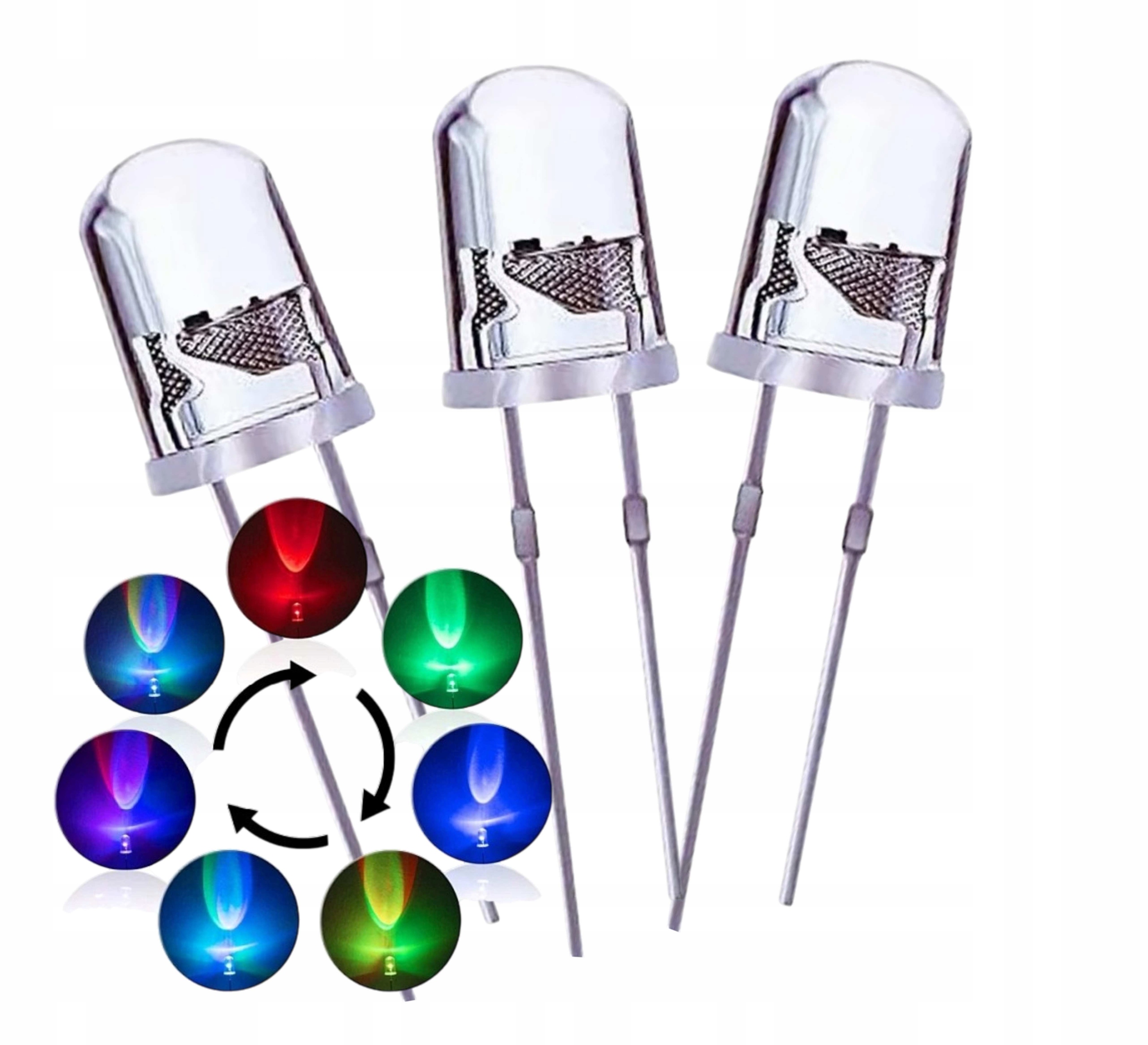 2× Dioda LED hobbyelektronika LED 3mm RGB slow 3mm