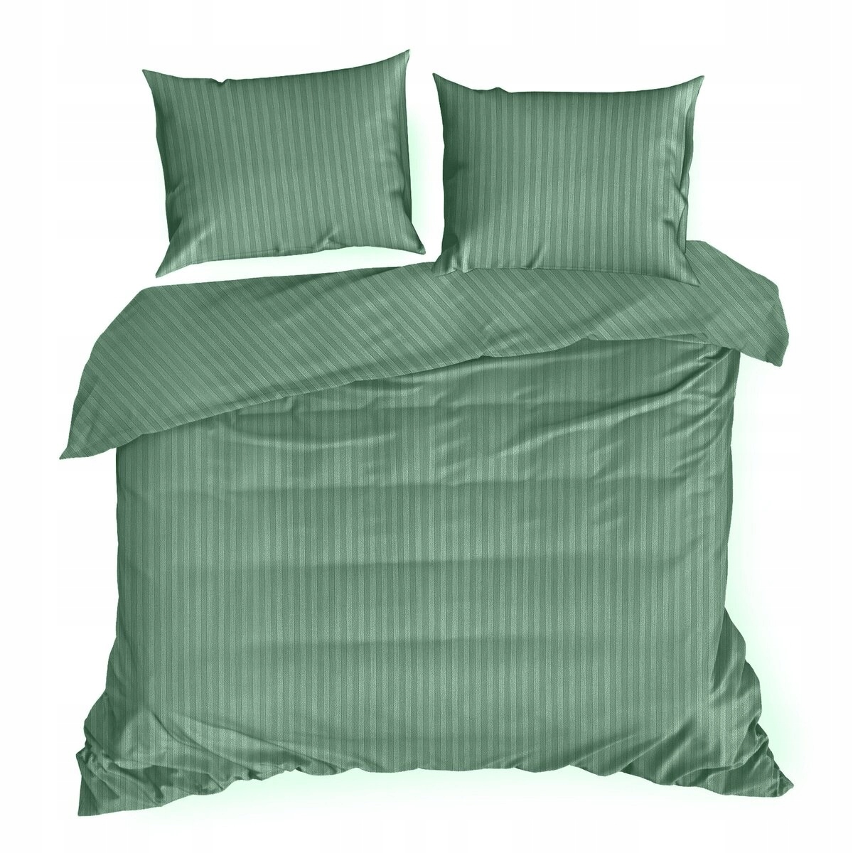 Povlečení Saténové 160x200 Hladké s pruhy Premium zelené