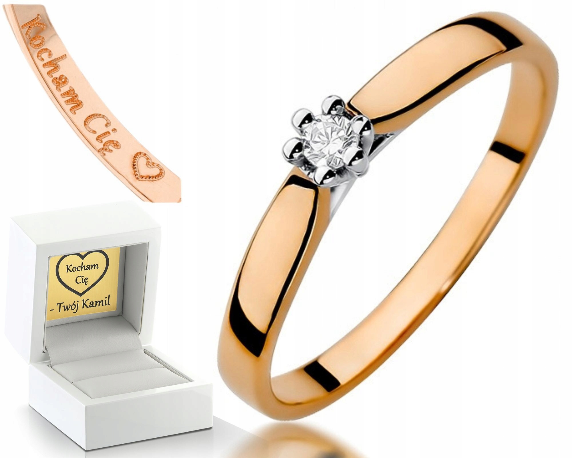 Prstýnek Z Růžového Zlata S Briliantem 585 Gravírování Zlato