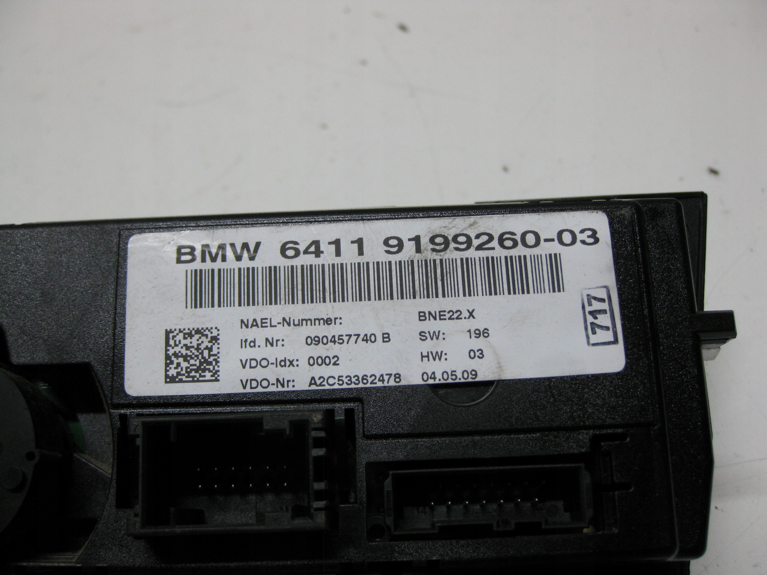 BMW E91 2.0 D 09R PANEL klimatizaci 9199260