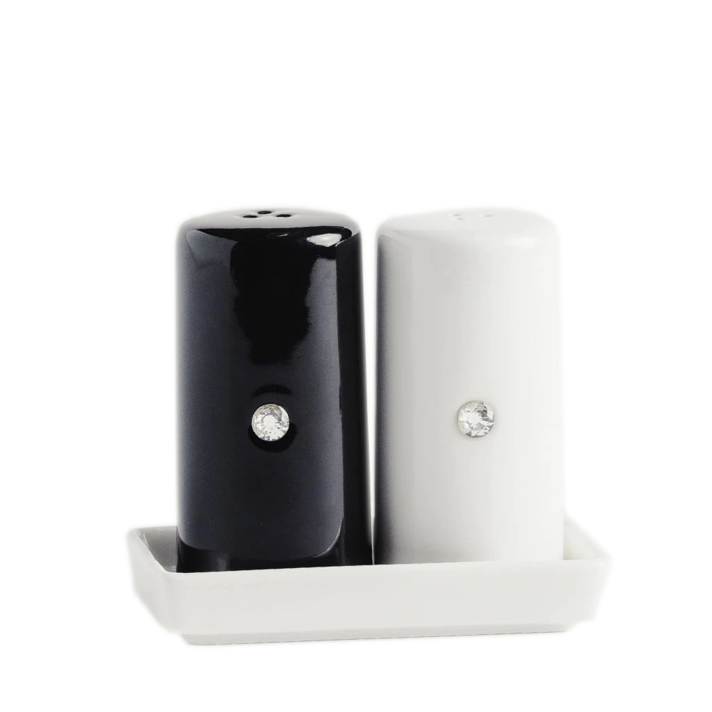 

Zestaw solniczka pieprzniczka biała czarna diament