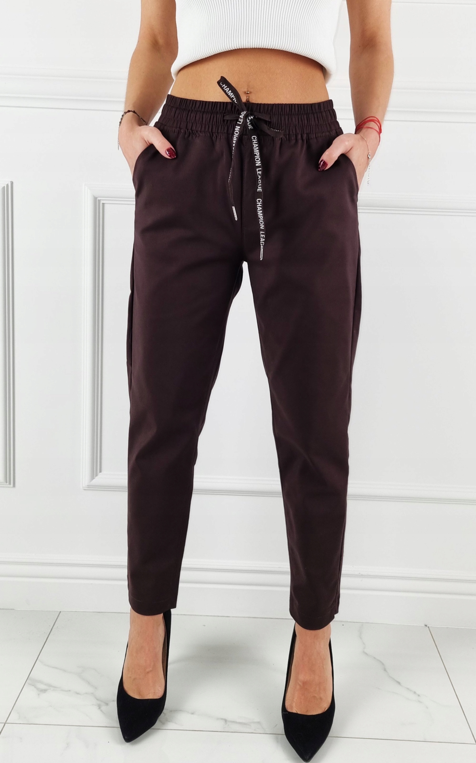 ELEGANCKIE DAMSKIE SPODNIE GUMKA 7/8 Plus-Size Marka Dunakeszi