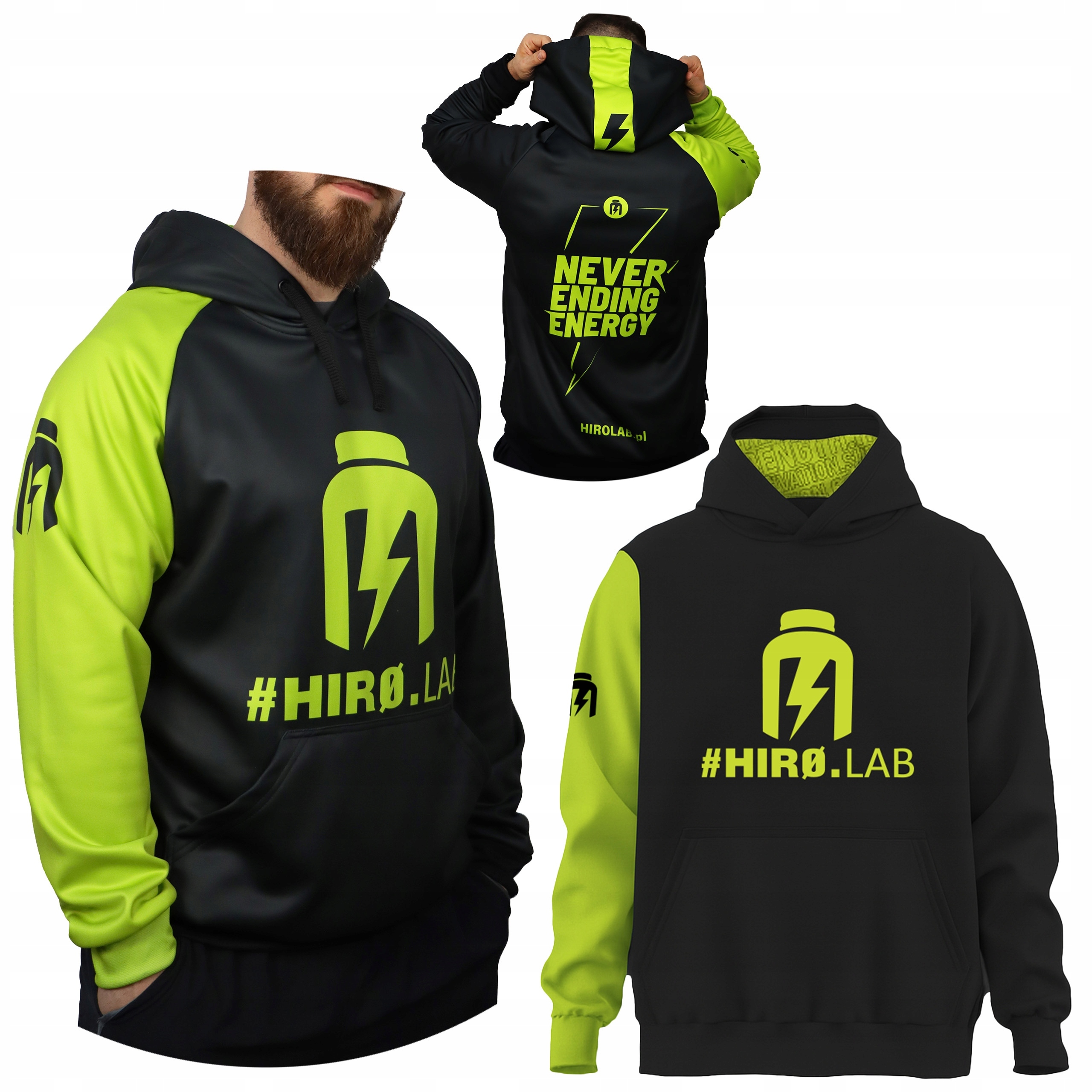 pánská mikina s kapucí Hiro.lab Černá Sportovní Tréninková mikina XL Hoodie